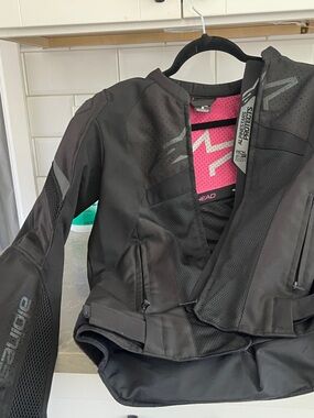 Alpinestars Black Motorcycle Jacket with Pink Liner Accent